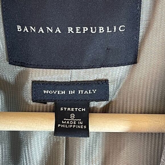 Banana Republic Grey Virgin Wool Blend Blazer Sz 8 - Picture 3 of 5